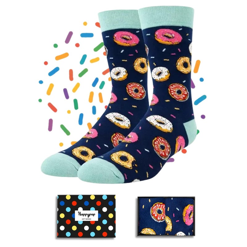Happy Pop HAPPYPOP Funny Donut Socks for Men - Crazy Novelty Silly Socks for Teen Boys, Donut Gifts, Cool Stocking Stuffers - Image 1